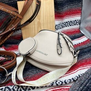 Montana West Cream Crossbody Bag with Strap and small tech zip bag